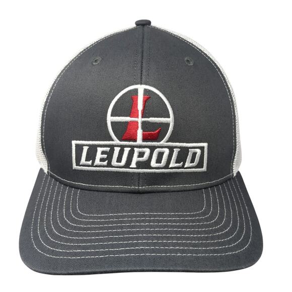 Leupold Snapback Trucker Hat Gray One Size Adjustable Embroidered Mesh Back - Picture 1 of 9